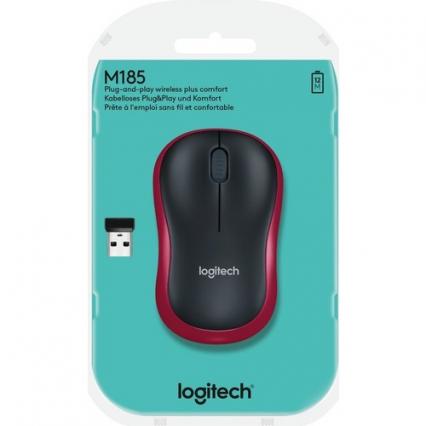 Logitech M185 Kablosuz Mouse-Kırmızı